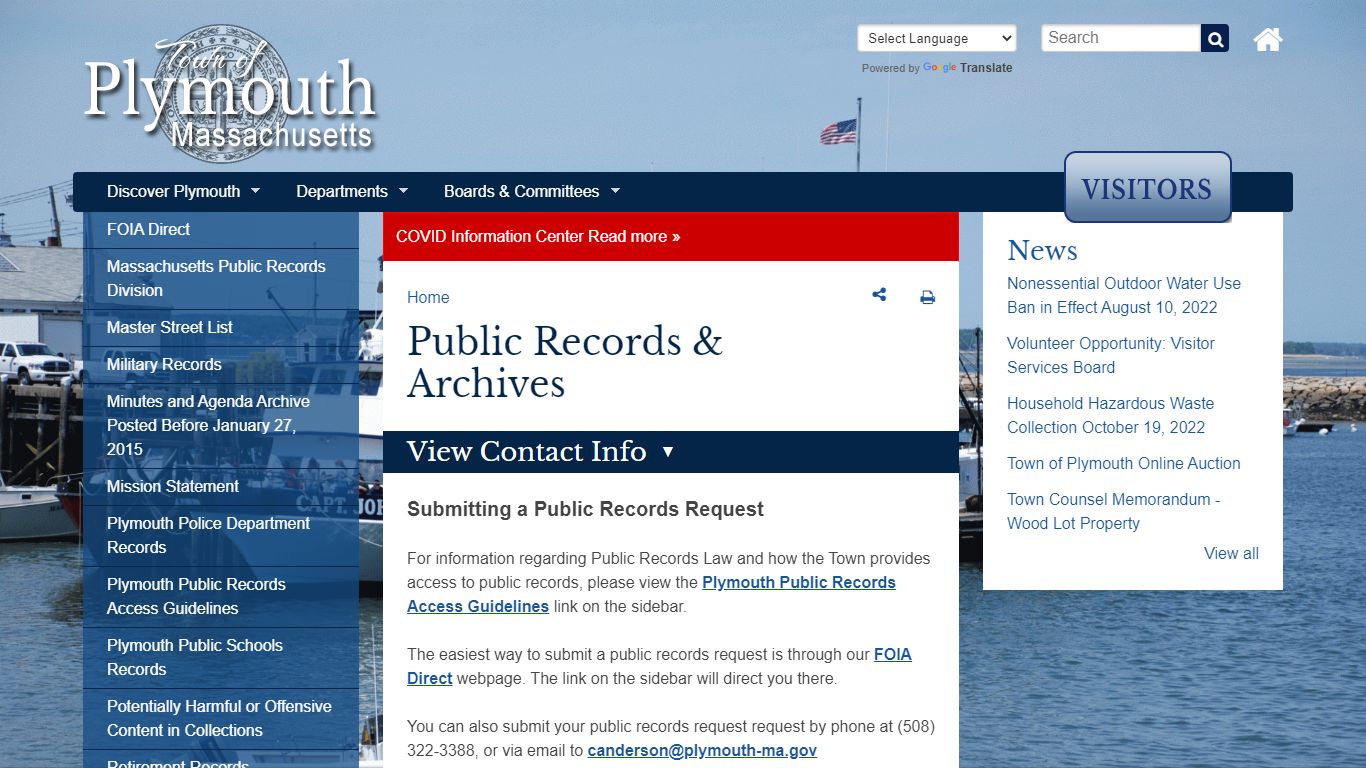 Public Records & Archives | Town of Plymouth MA