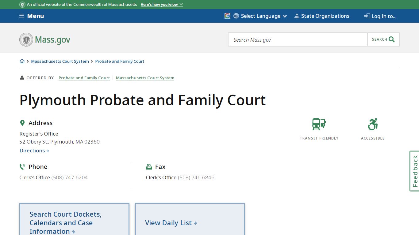 Plymouth Probate and Family Court | Mass.gov